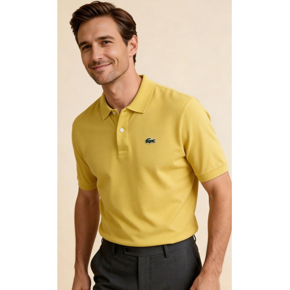 Lacoste Men’s Yellow/Green Classic Fit Polo Shirt Croc Preppy Golf Casual (7)